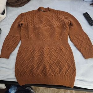 Rust Orange Knit Sweater Dress